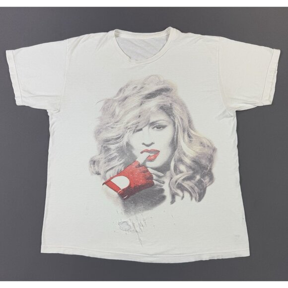 Vintage Y2K Madonna MDNA Tour 2012 White Pop Music Concert Faded White XL Rare - Picture 1 of 16